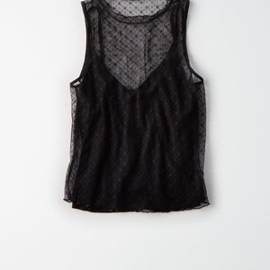 AE Soft & Sexy Mesh Mock-Neck Top